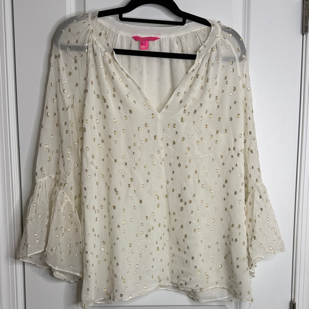 Lilly Pulitzer Cream and Gold silk Blouse